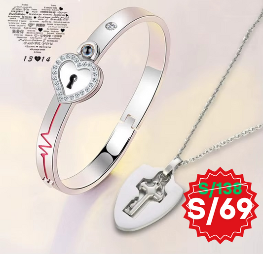 pulsera de corazon con llave